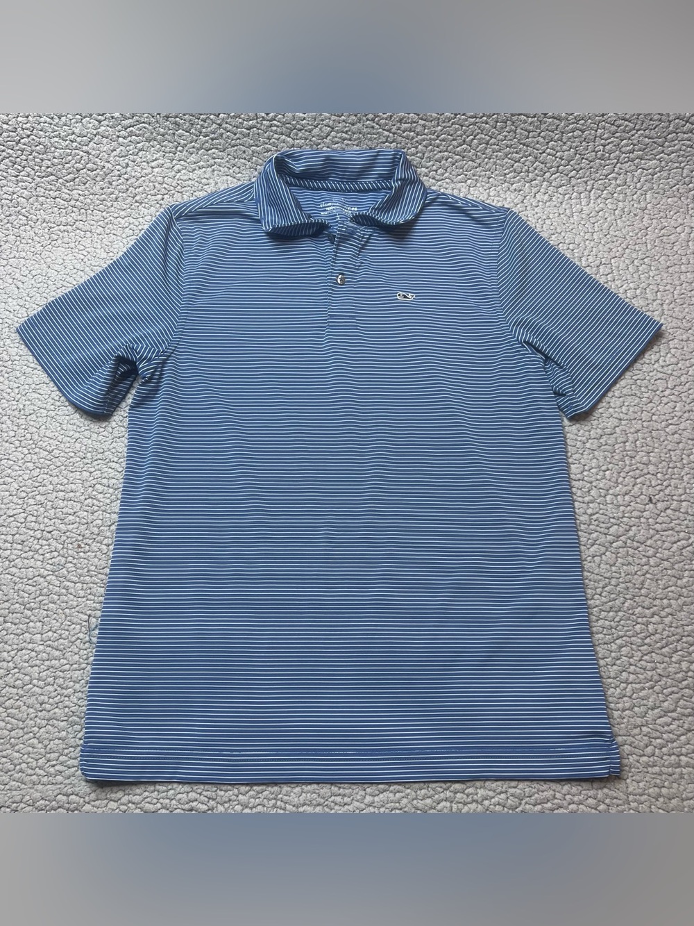 Vineyard Vines Polo Short Sleeve Shirt Boys Size Large Blue And White Big Boys